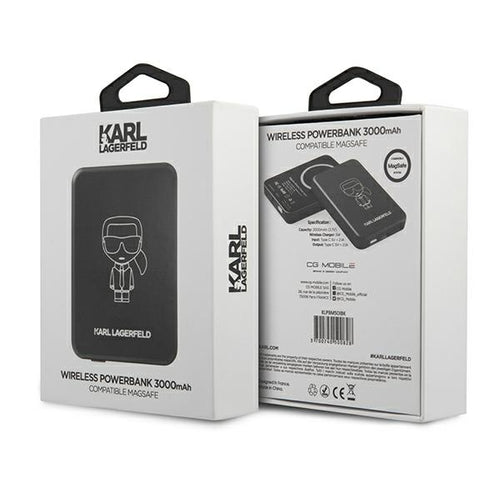 Karl Lagerfeld 3000mAh Inductive Powerbank with MagSafe - Black