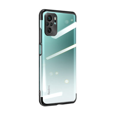 Clear Color Case Gel TPU Electroplating frame Cover for Xiaomi Redmi Note 10 5G / Poco M3 Pro black — Hurtel