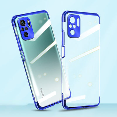 Clear Color Case Gel TPU Electroplating frame Cover for Xiaomi Redmi Note 10 5G / Poco M3 Pro blue — Hurtel