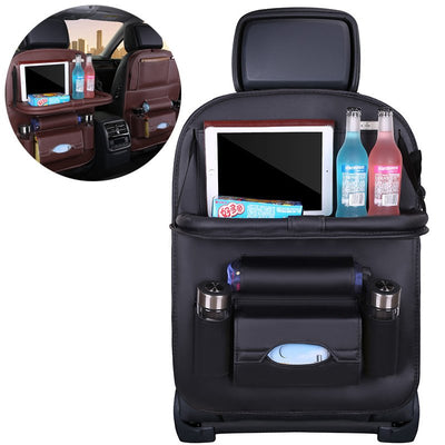 Car seat organizer seat protector seat cover shelf mini car table black — Hurtel