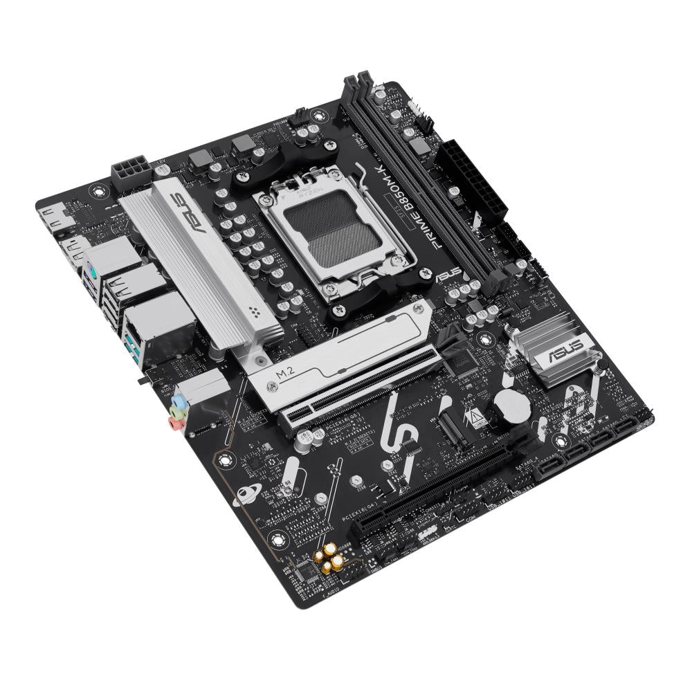 Mainboard ASUS AMD B850 SAM5 Micro-ATX Memory DDR5 Memory slots 2 1xPCI-Express 4.0 16x 1xPCI-Express 5.0 16x 2xM.2 1xHDMI 1xDisplayPort 4xUSB 2.0 4xUSB 3.2 1xPS/2 3xAudio port PRIMEB850M-K