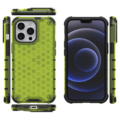 Honeycomb Case armor cover with TPU Bumper for iPhone 13 Pro green — Hurtel