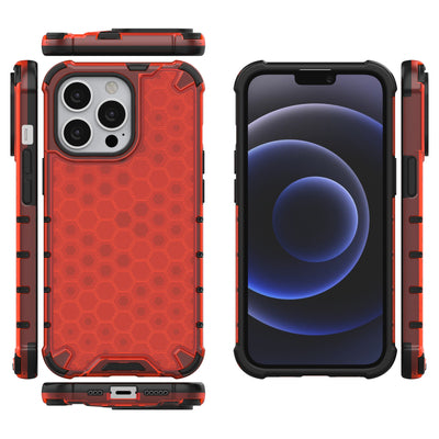 Honeycomb Case armor cover with TPU Bumper for iPhone 13 Pro red — Hurtel