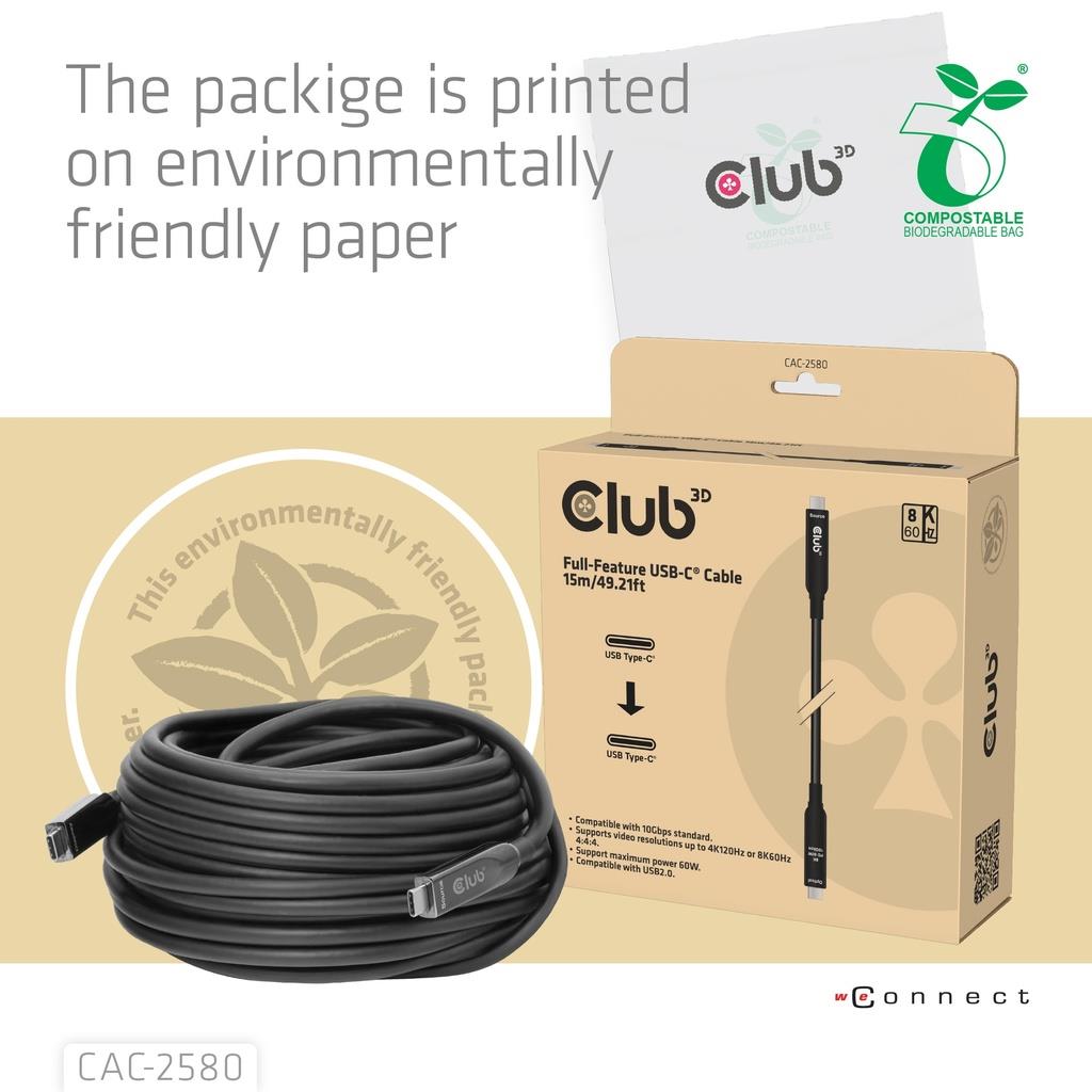 CABLE USB-C 15M/M/M CAC-2580 CLUB3D