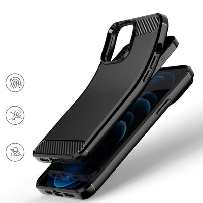 Carbon Case Flexible Cover TPU Case for iPhone 13 Pro Max black — Hurtel