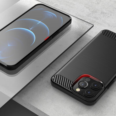 Carbon Case Flexible Cover TPU Case for iPhone 13 Pro Max black — Hurtel