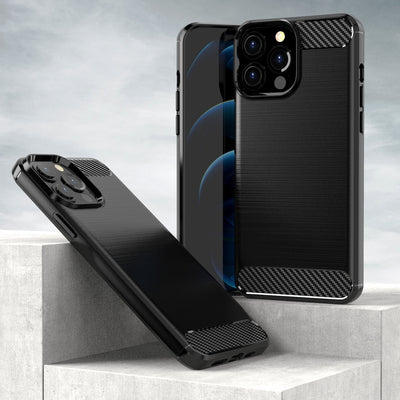 Carbon Case Flexible Cover TPU Case for iPhone 13 Pro black — Hurtel