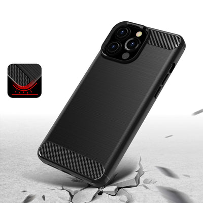 Carbon Case Flexible Cover TPU Case for iPhone 13 Pro black — Hurtel