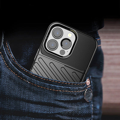 Thunder Case Flexible Tough Rugged Cover TPU Case for iPhone 13 Pro black — Hurtel