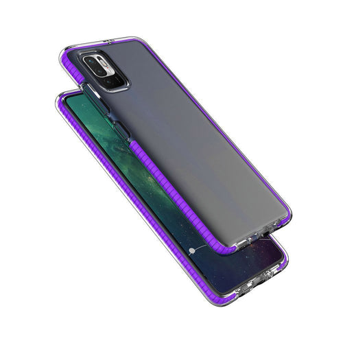 Spring Case clear TPU gel protective cover with colorful frame for Xiaomi Redmi Note 10 5G / Poco M3 Pro black — Hurtel