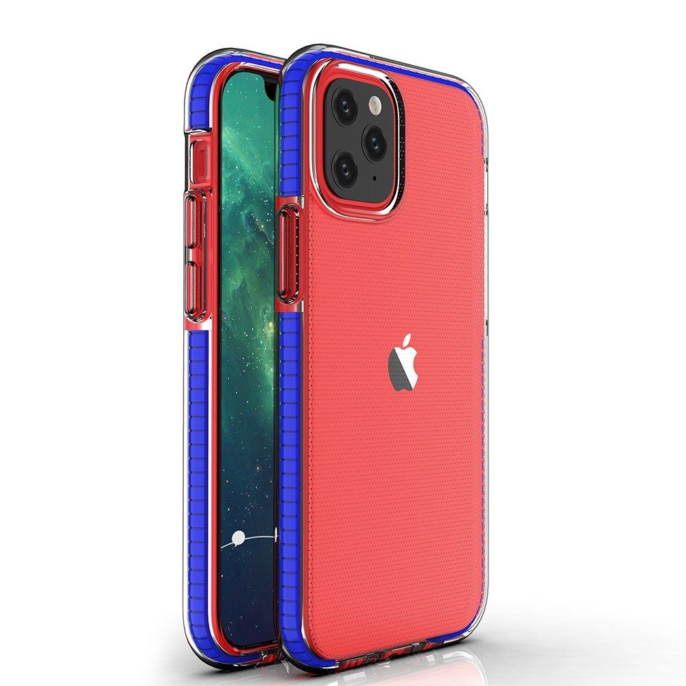 Spring Case clear TPU gel protective cover with colorful frame for iPhone 13 mini dark blue — Hurtel