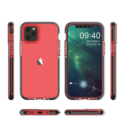 Spring Case clear TPU gel protective cover with colorful frame for iPhone 13 mini dark blue — Hurtel
