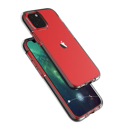 Spring Case clear TPU gel protective cover with colorful frame for iPhone 13 mini dark blue — Hurtel