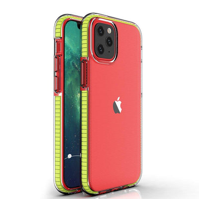 Spring Case clear TPU gel protective cover with colorful frame for iPhone 13 mini yellow — Hurtel