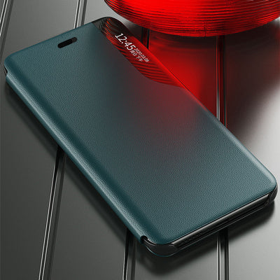 Eco Leather View Case elegant bookcase type case with kickstand for iPhone 13 Pro Max blue — Hurtel