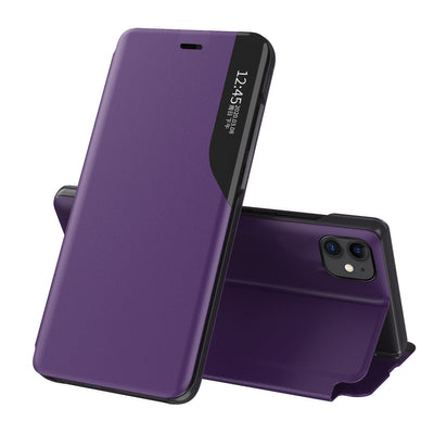 Eco Leather View Case elegant bookcase type case with kickstand for iPhone 13 Pro Max purple — Hurtel