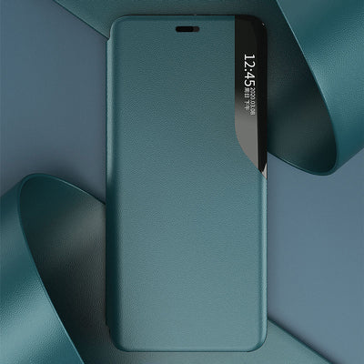 Eco Leather View Case elegant bookcase type case with kickstand for iPhone 13 Pro green — Hurtel
