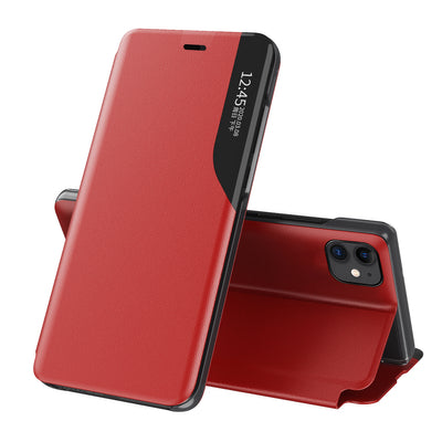 Eco Leather View Case elegant bookcase type case with kickstand for iPhone 13 mini red — Hurtel