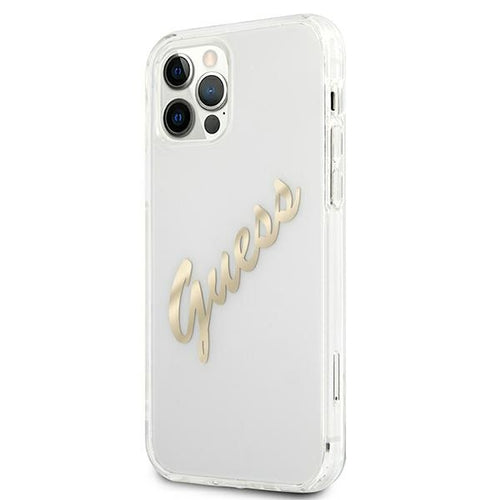 Guess GUHCP12LKTRSVGO iPhone 12 Pro Max 6.7" Transparent hardcase Vintage Script Gold