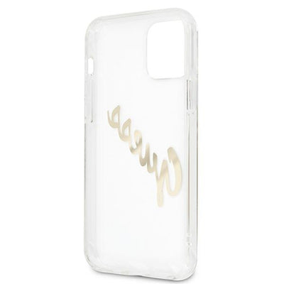 Guess GUHCP12LKTRSVGO iPhone 12 Pro Max 6.7" Transparent hardcase Vintage Script Gold