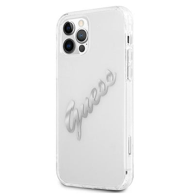 Guess GUHCP12LKTRSVSI iPhone 12 Pro Max 6.7" Transparent hardcase Vintage Script Silver