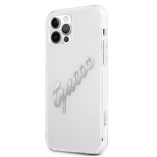 Guess GUHCP12LKTRSVSI iPhone 12 Pro Max 6.7" Transparent hardcase Vintage Script Silver