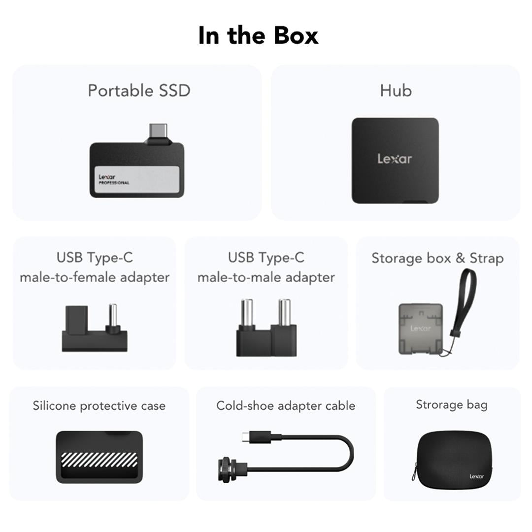 External SSD LEXAR SL400 with Hub 1TB Write speed 1000 MBytes/sec Read speed 1050 MBytes/sec LSL400S001T-RNBNG