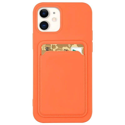 Card Case Silicone Wallet Case with Card Slot Documents for iPhone 12 Pro Orange — Hurtel