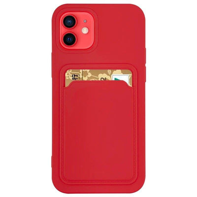 Card Case Silicone Wallet Wallet With Card Slot Documents For Samsung Galaxy A42 5G Red — Hurtel
