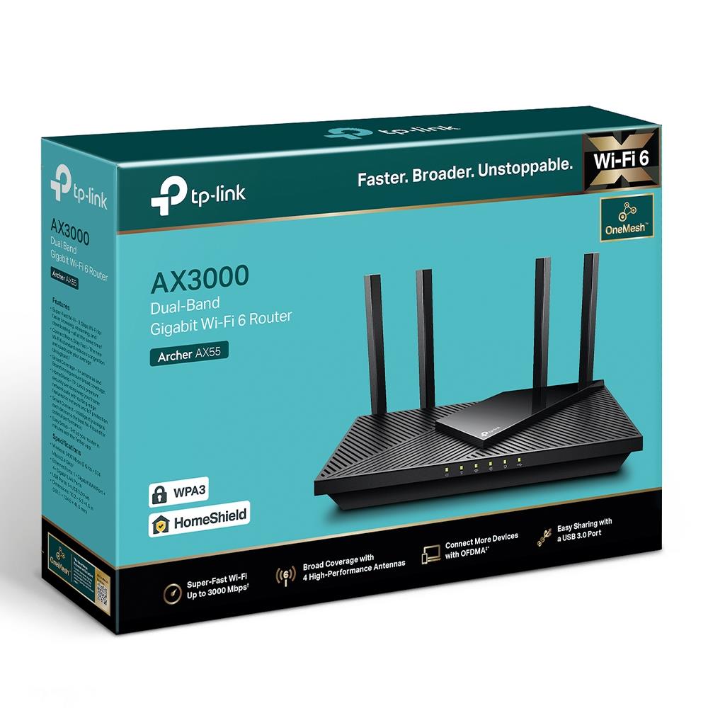 Wireless Router TP-LINK Wireless Router 3000 Mbps Wi-Fi 6 USB 3.0 1 WAN 4x10/100/1000M Number of antennas 4 ARCHERAX55