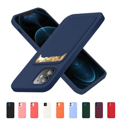 Card Case Silicone Wallet Case with Card Slot Documents for Samsung Galaxy A22 4G Navy Blue — Hurtel