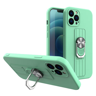 Ring Case silicone case with finger grip and stand for iPhone 12 Pro Max mint — Hurtel