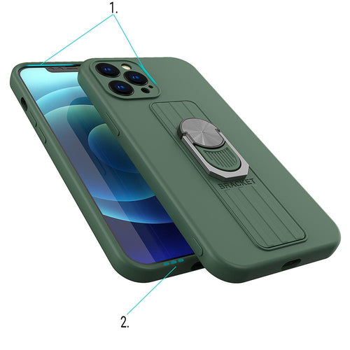 Ring Case silicone case with finger grip and stand for iPhone 13 mini yellow — Hurtel