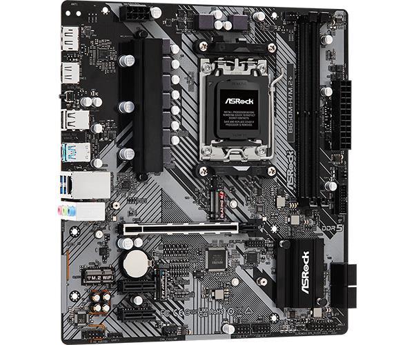 Mainboard ASROCK AMD B650 SAM5 Micro-ATX Memory DDR5 Memory slots 2 1xPCI-E 2xPCI-Express 4.0 1x 1xPCI-Express 4.0 16x 1xM.2 1xHDMI 1xDisplayPort 1xAudio-In 1xAudio-Out 1xMicrophone 2xUSB 2.0 3xUSB 3.2 1xUSB-C 1xRJ45 B650M-H/M.2+