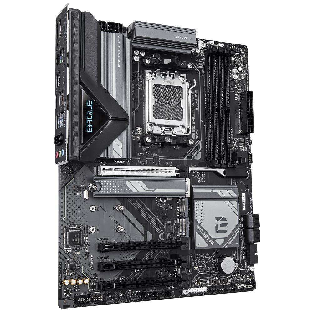 Mainboard GIGABYTE AMD B850 SAM5 ATX Memory DDR5 Memory slots 4 3xPCI-Express 16x 3xM.2 1xHDMI 1xDisplayPort 4xUSB 2.0 4xUSB 3.2 1xUSB-C 1xRJ45 3xAudio port B850EAGLEWIFI6E