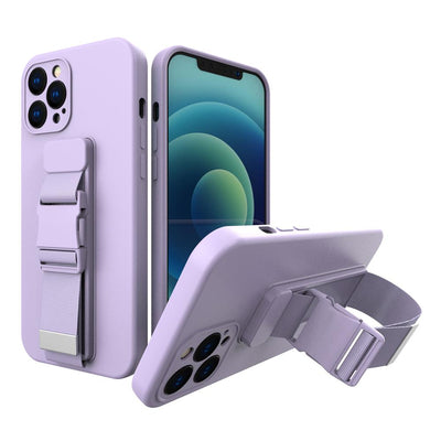 Rope case Gel case with a chain lanyard bag lanyard iPhone 12 Pro purple — Hurtel