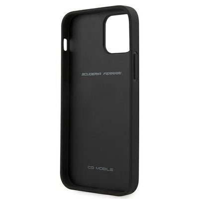 Ferrari FEOMSHCP12LBK iPhone 12 Pro Max black/black hardcase Off Track Leather Nylon Stripe