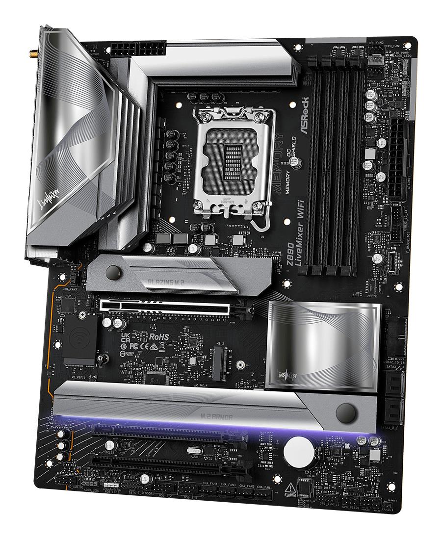 Mainboard ASROCK Intel Z890 LGA 1851 (Socket V1) ATX RAM DDR5-SDRAM 4xSlots Wi-Fi Yes Bluetooth Yes Z890LIVEMIXERWIFI