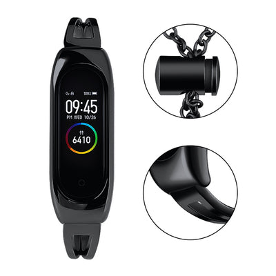Metal bracelet for Xiaomi Mi Band 3 / 4 / 5 / 6 band strap - black — Hurtel