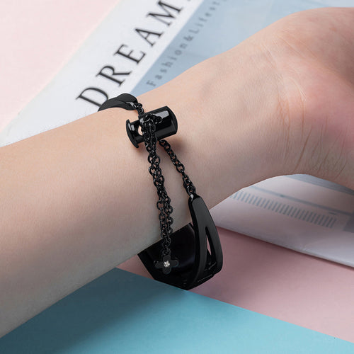 Metal bracelet for Xiaomi Mi Band 3 / 4 / 5 / 6 band strap - black — Hurtel