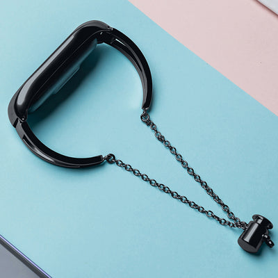 Metal bracelet for Xiaomi Mi Band 3 / 4 / 5 / 6 band strap - black — Hurtel