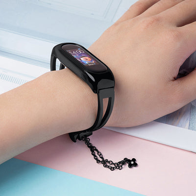 Metal bracelet for Xiaomi Mi Band 3 / 4 / 5 / 6 band strap - black — Hurtel