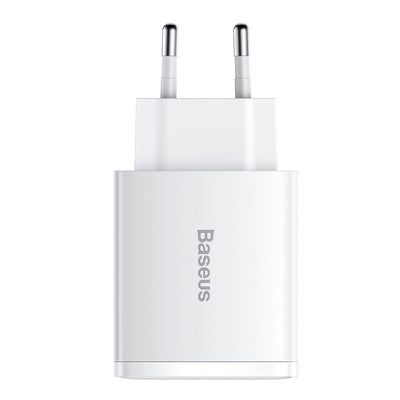 Baseus Compact fast charger 2x USB / USB Type C 30W 3A Power Delivery Quick Charge white (CCXJ-E02)