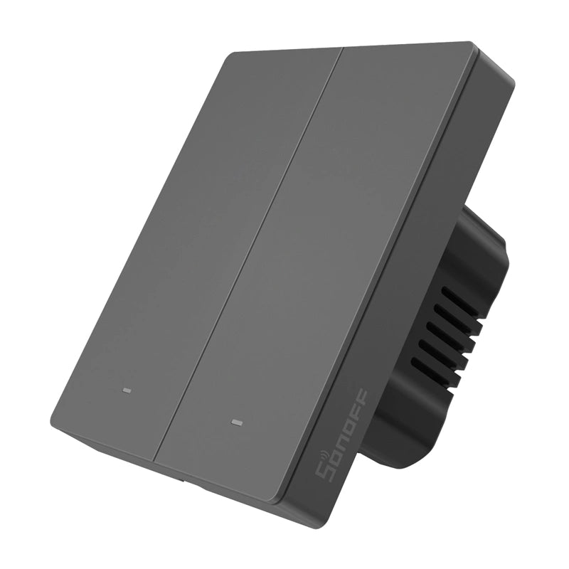 Smart Matter over WiFi wall switch SONOFF M5-2C-80 (2-channel, for frame, graphite) - Image 1