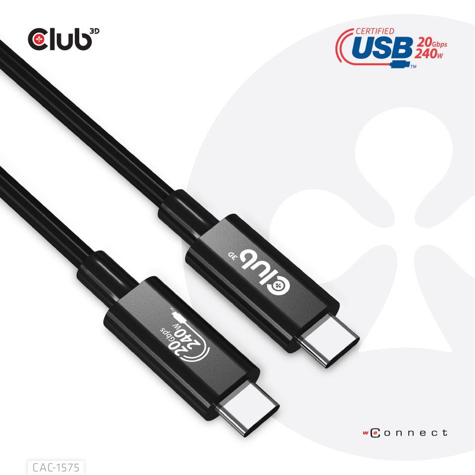 CABLE USB-C TO USB-C 2M/M/M CAC-1575 CLUB3D