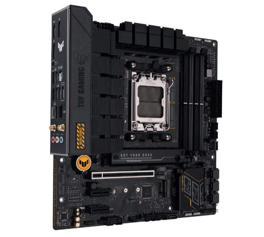 Mainboard ASUS AMD B650 SAM5 Micro-ATX Memory DDR5 Memory slots 4 2xPCI-Express 4.0 1x 1xPCI-Express 4.0 16x 2xM.2 1xHDMI 2xDisplayPort 4xUSB 2.0 2xUSB 3.2 2xUSB-C 1xRJ45 3xAudio port TUFGAMINGB650M-EWIFI