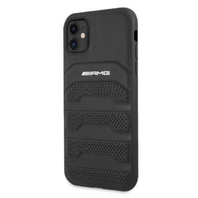 AMG AMHCN61GSEBK iPhone 11 6.1 &quot;black / black hardcase Leather Debossed Lines — Mercedes