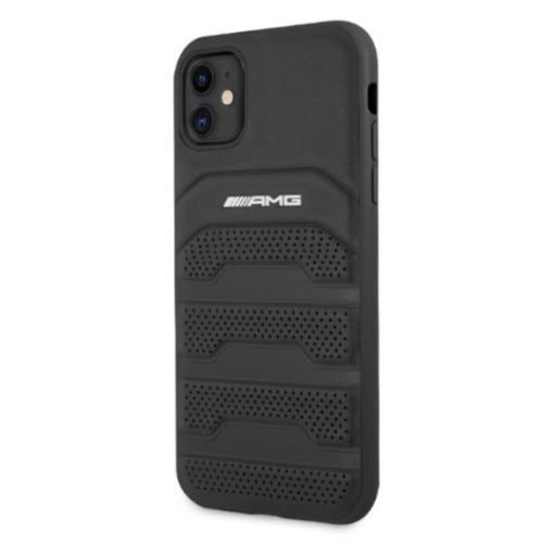 AMG AMHCN61GSEBK iPhone 11 6.1 &quot;black / black hardcase Leather Debossed Lines — Mercedes