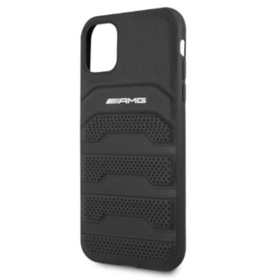 AMG AMHCN61GSEBK iPhone 11 6.1 &quot;black / black hardcase Leather Debossed Lines — Mercedes