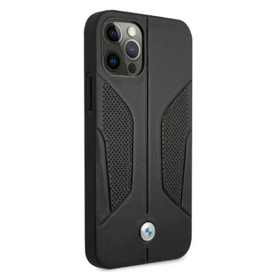 BMW Leather Perforated Sides Case for iPhone 12 Pro Max - Black